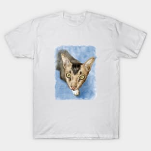 Cute adorable cat portrait watercolor painting T-Shirt